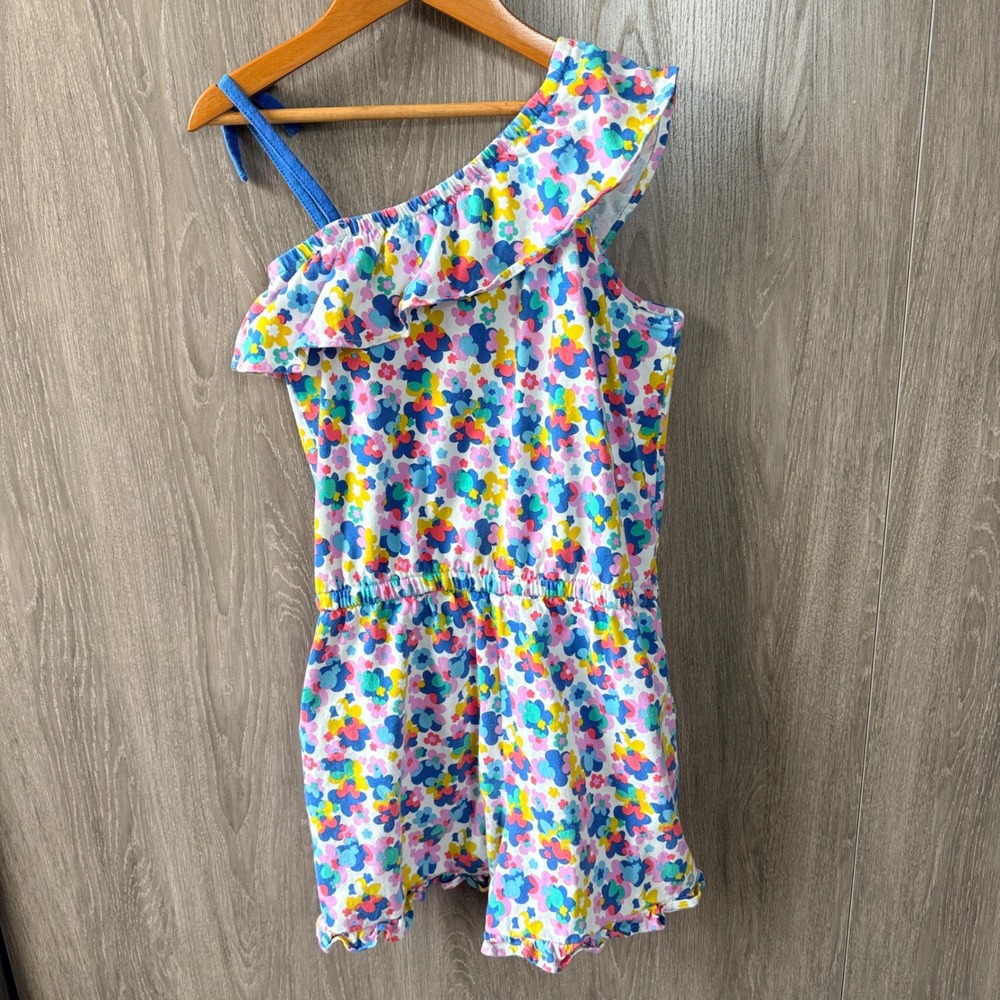 Mini Boden Floral Romper Girls 9-10Y Multicolor One Shoulder Ruffle 100% Cotton - Picture 4 of 6